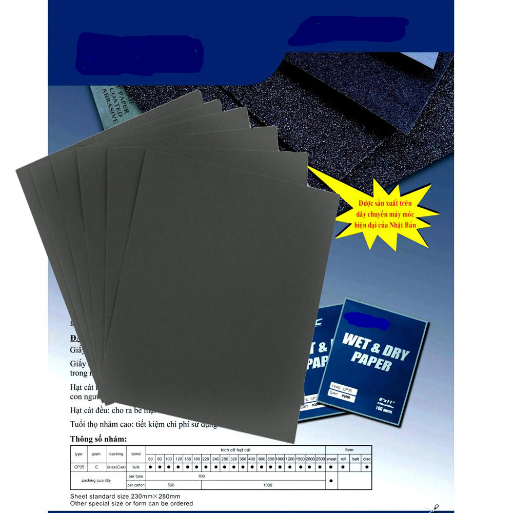 Xấp 5 tờ nhám Nhật A4 RMC độ hạt P1500