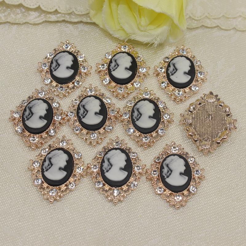 20Pcs Crystal Rhinestone Button Oval Acrylic Embellishments Phone Case Decor