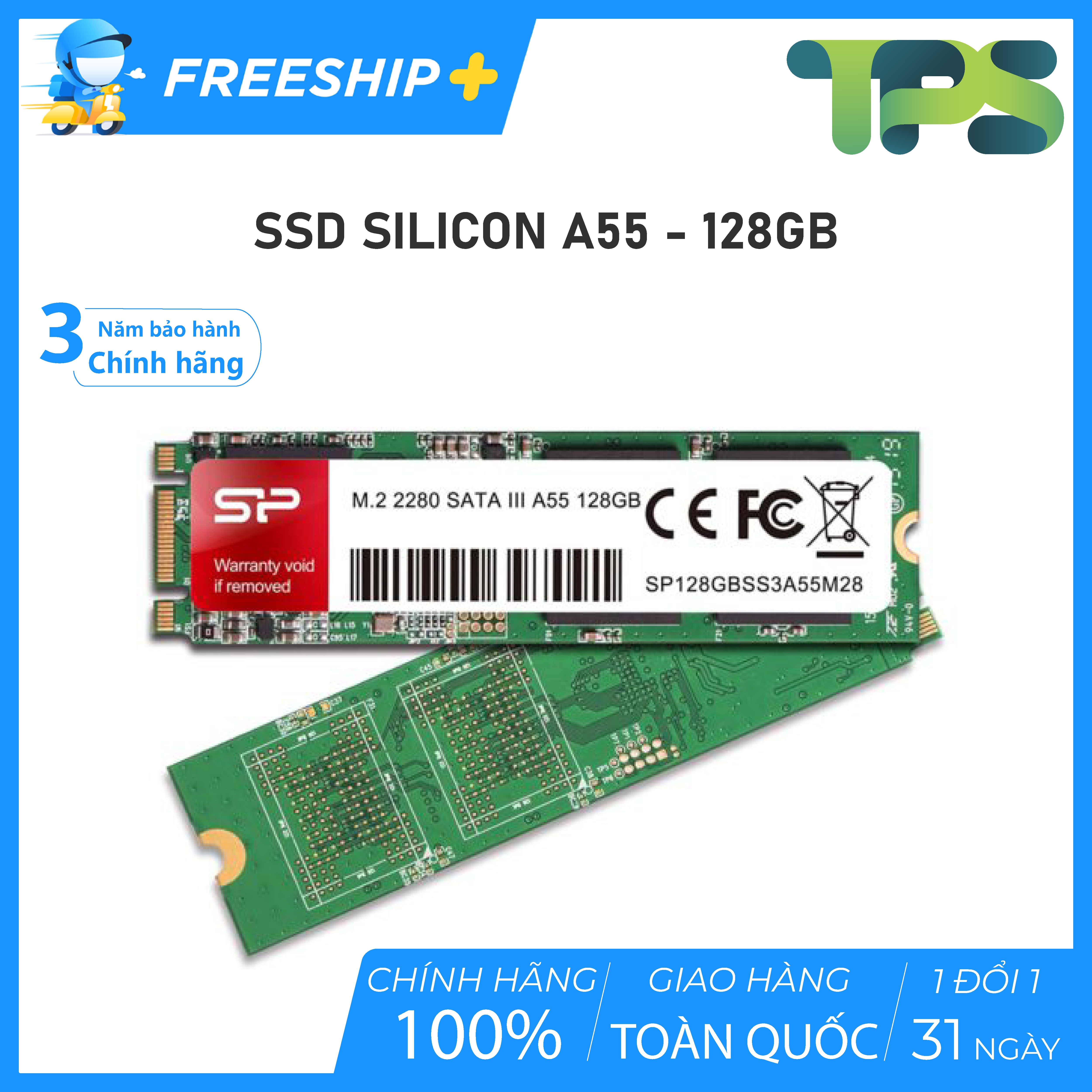 Ổ cứng SSD Ổ cứng SSD SIlicon Power 128Gb M.2 2280 A55, Phù hợp cho cả PC và Laptop - Hàng chính hãng