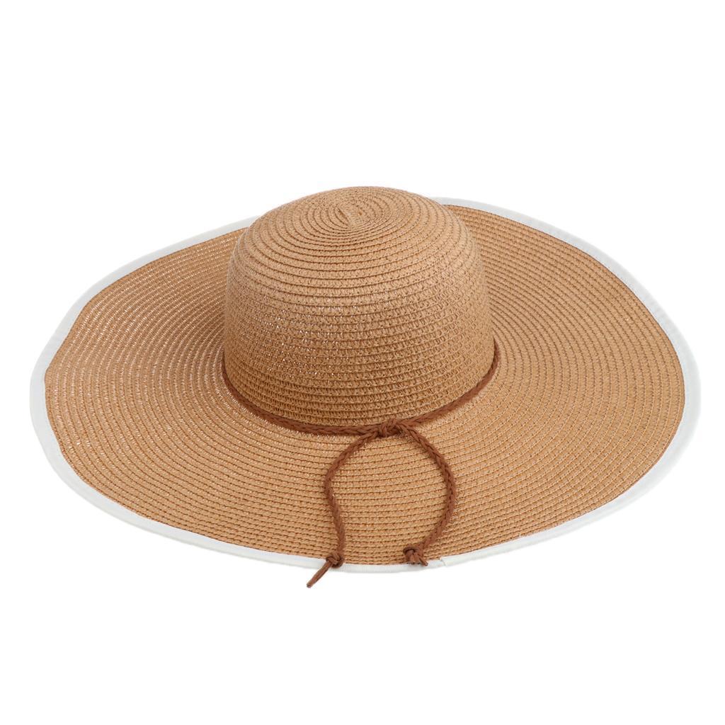 Lightweight Foldable Women's Big Brim Sun Hat Roll up Beach Cap Straw Hat