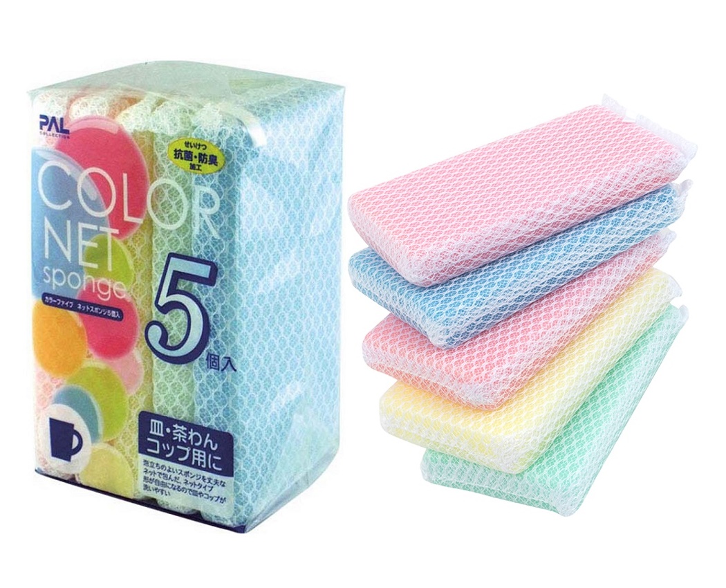 Combo 05 miếng rửa chén tạo bọt + 01 giá đựng có núm hít chân không - Hàng nội địa Nhật Bản.