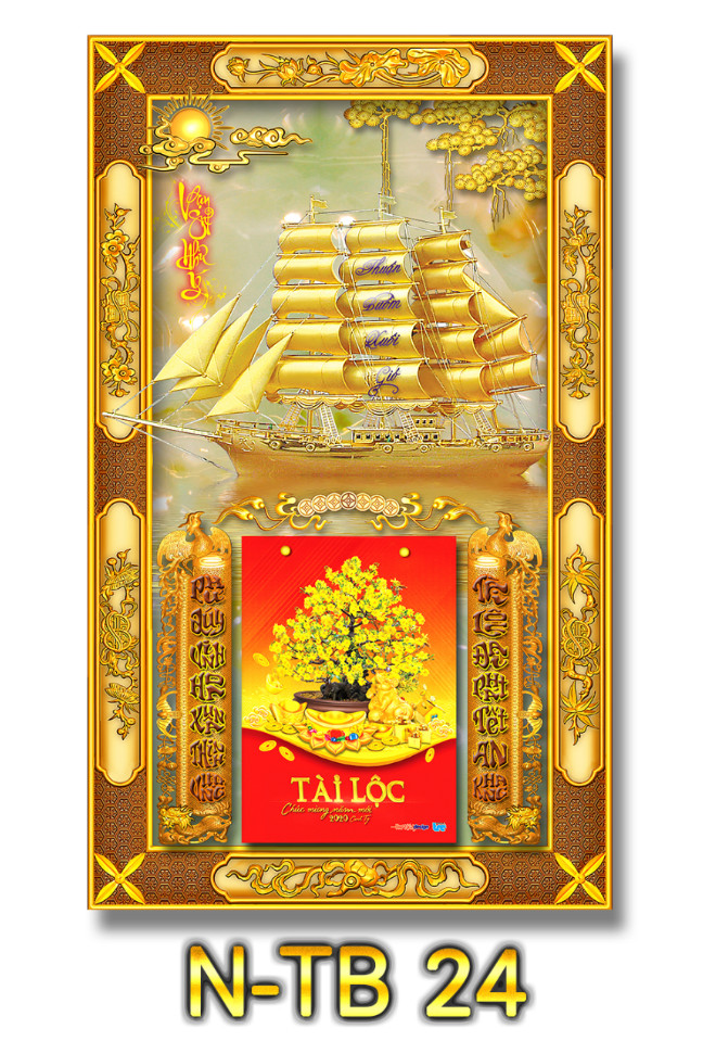 Lịch gỗ treo tường Thuận Buồm Xuôi Gió, tranh lịch phong thủy và làm quà tặng tết TB24