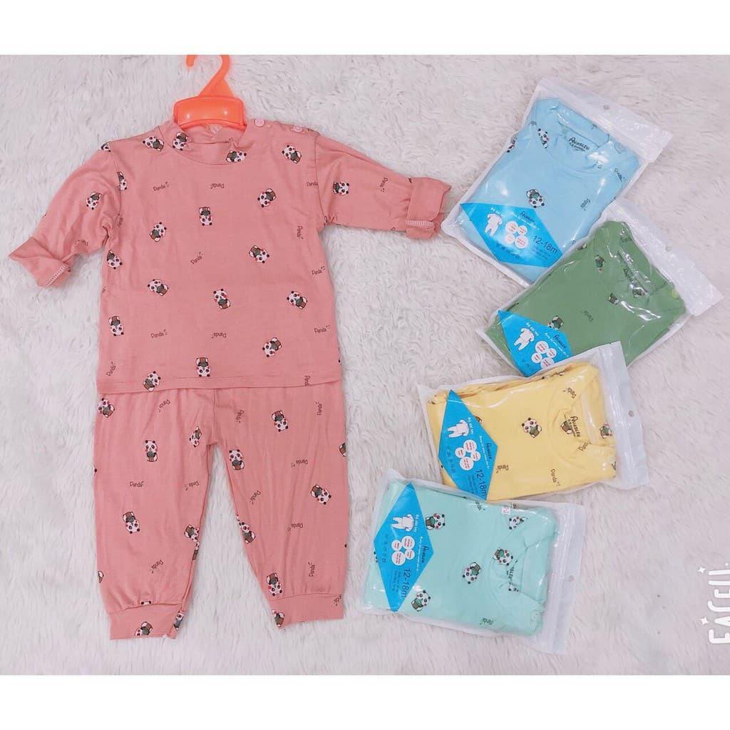 Bộ dài tay cổ cao 3p in hình gấu Panda thun lạnh cho bé