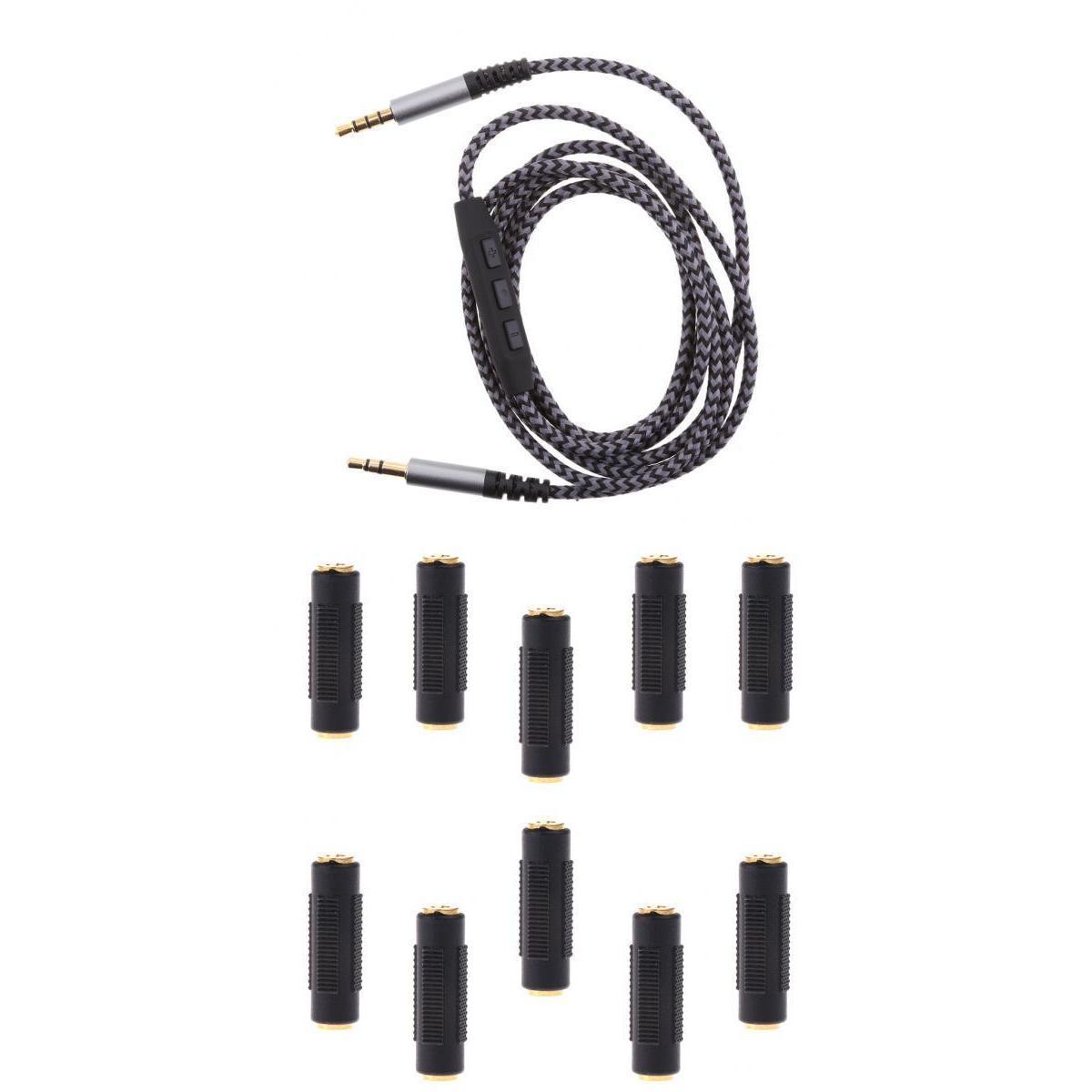 10Pcs 3.5mm Female to Female Audio Adapter+1Pcs Male to Male Audio Cable