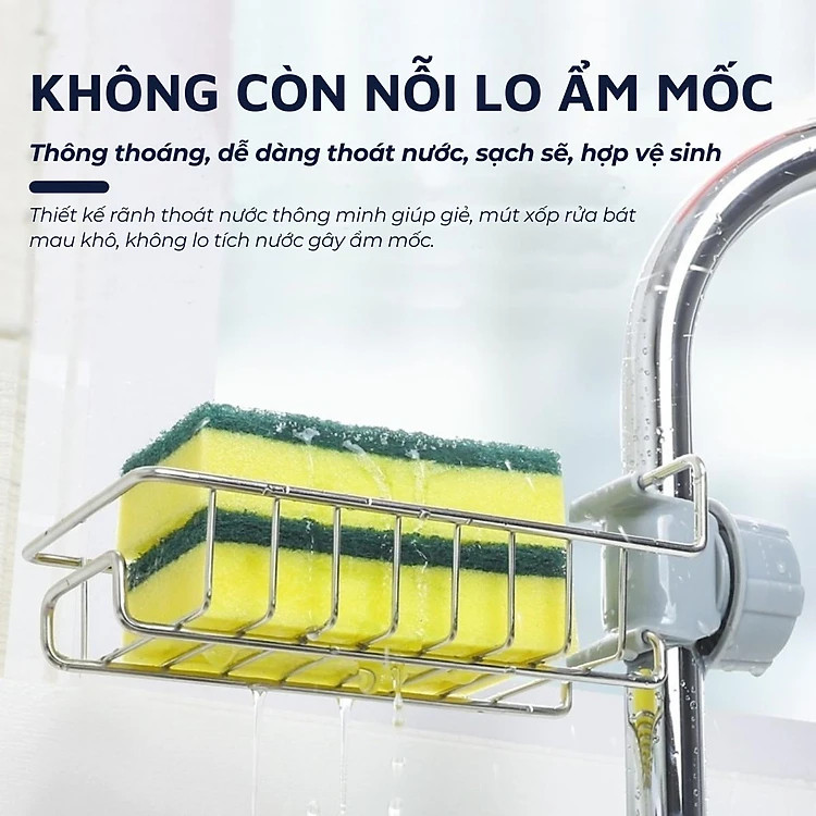 Kệ đựng đồ rửa chén bát Xoong nồi , kệ inox gắn vòi nước đa năng giá để giẻ rửa bát dụng cụ nhà bếp tiện dụng Kitchen