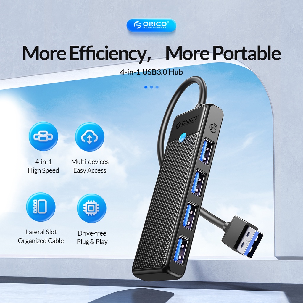 Bộ chia Hub USB ra 4 cổng USB 3.0 Orico PAPW4A-U3 - Hàng chính hãng