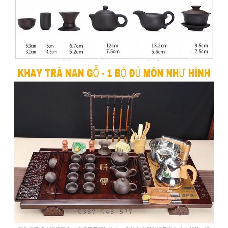 Bàn trà điện thông minh đa năng cao cấp cảm ứng tự động bơm nước Khung gỗ 92cm,Bộ bàn trà đạo mặt nan màu nâu
