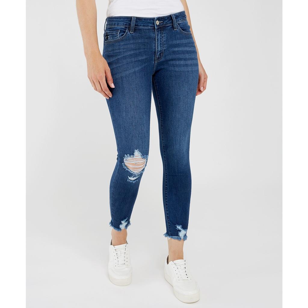 Quần jeans rách gấu màu đậm xuất khẩu