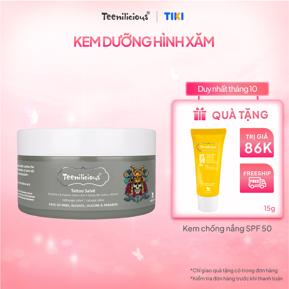 Kem Dưỡng Hình Xăm Teenilicious Tattoo Salvé Giúp Làm Mềm Mịn Da Xăm, Hỗ Trợ Giữ Hình Xăm Bền Màu Và Sắc Nét 50g