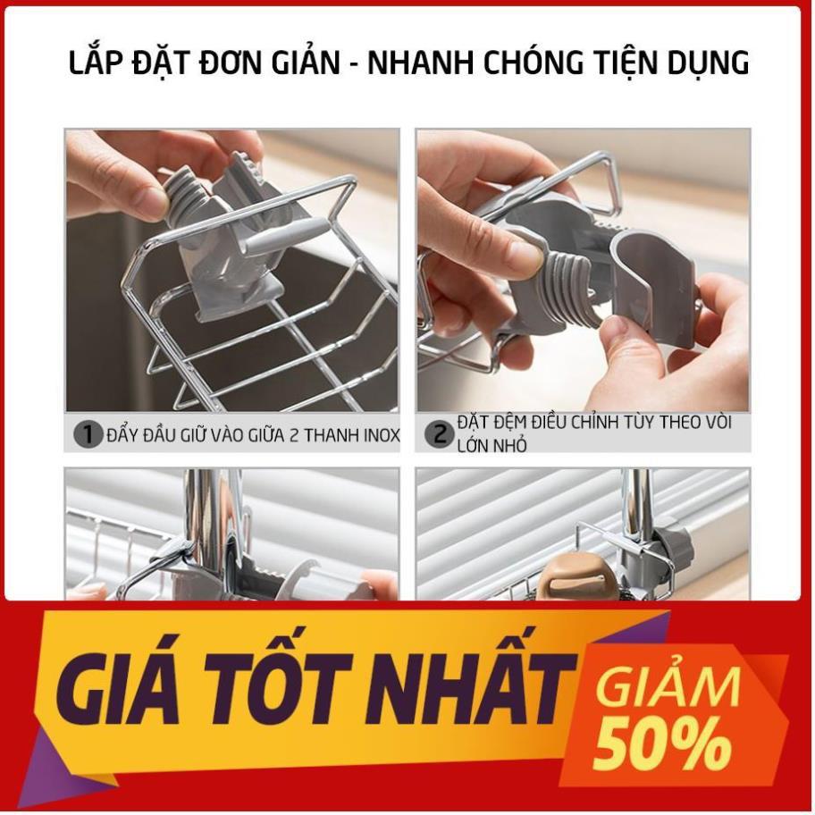 Giá để treo vòi nước gắn lavabo thông đa năng minh khay kệ inox đựng đồ phòng tắm nhà bếp trang trí đẹp