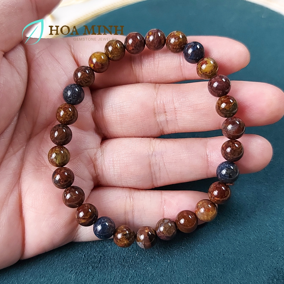 Vòng tay đá Pietersite "Giông Bão" thiên nhiên size 7 li hợp mệnh Thủy Mộc