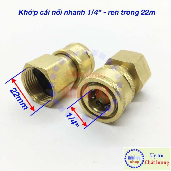 Khớp nối nhanh 1/4" ren 13mm 14mm 18mm 22mm dành cho may rua xe cao ap gia dinh mini