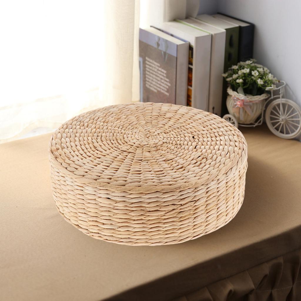 Japanese Flat Seat Cushion Handcrafted Breathable Straw Cushion
