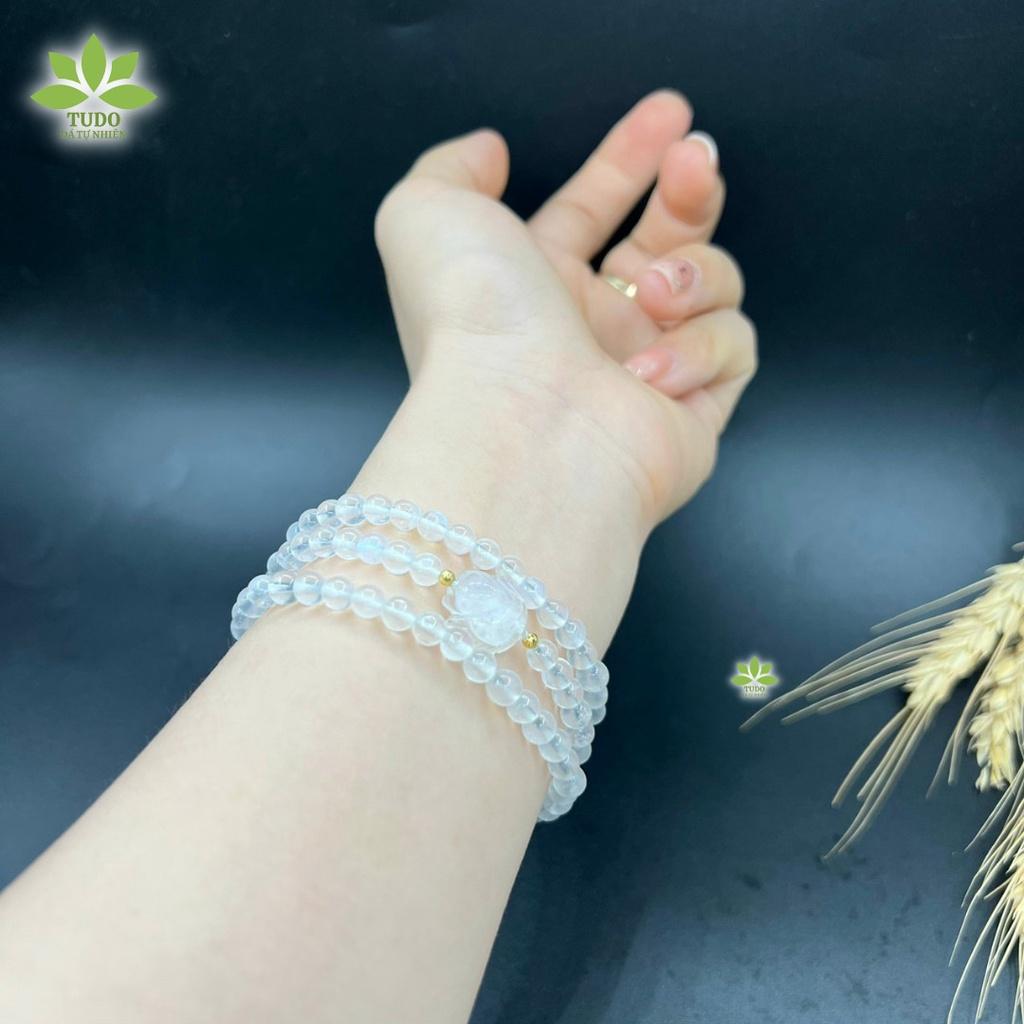 Vòng Phong Thủy Mệnh Kim, Thủy TUDO VCVMOON AU10K Charm Hồ Ly, Chuỗi Hạt quấn 3 vòng B23K1100