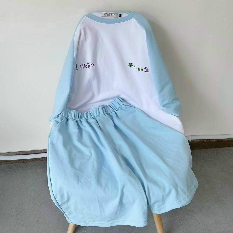 Bộ Quần Áo In Chữ Hàn Quốc Cute , Đồ Bộ Nữ Ở Nhà