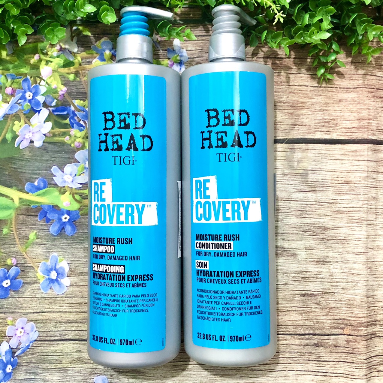 BỘ DẦU GỘI XẢ TIGI BEDHEAD MOISTURE RUSH RECOVERY XANH SỐ 2 CHO TÓC KHÔ HƯ TỔN VỪA 970ML*2