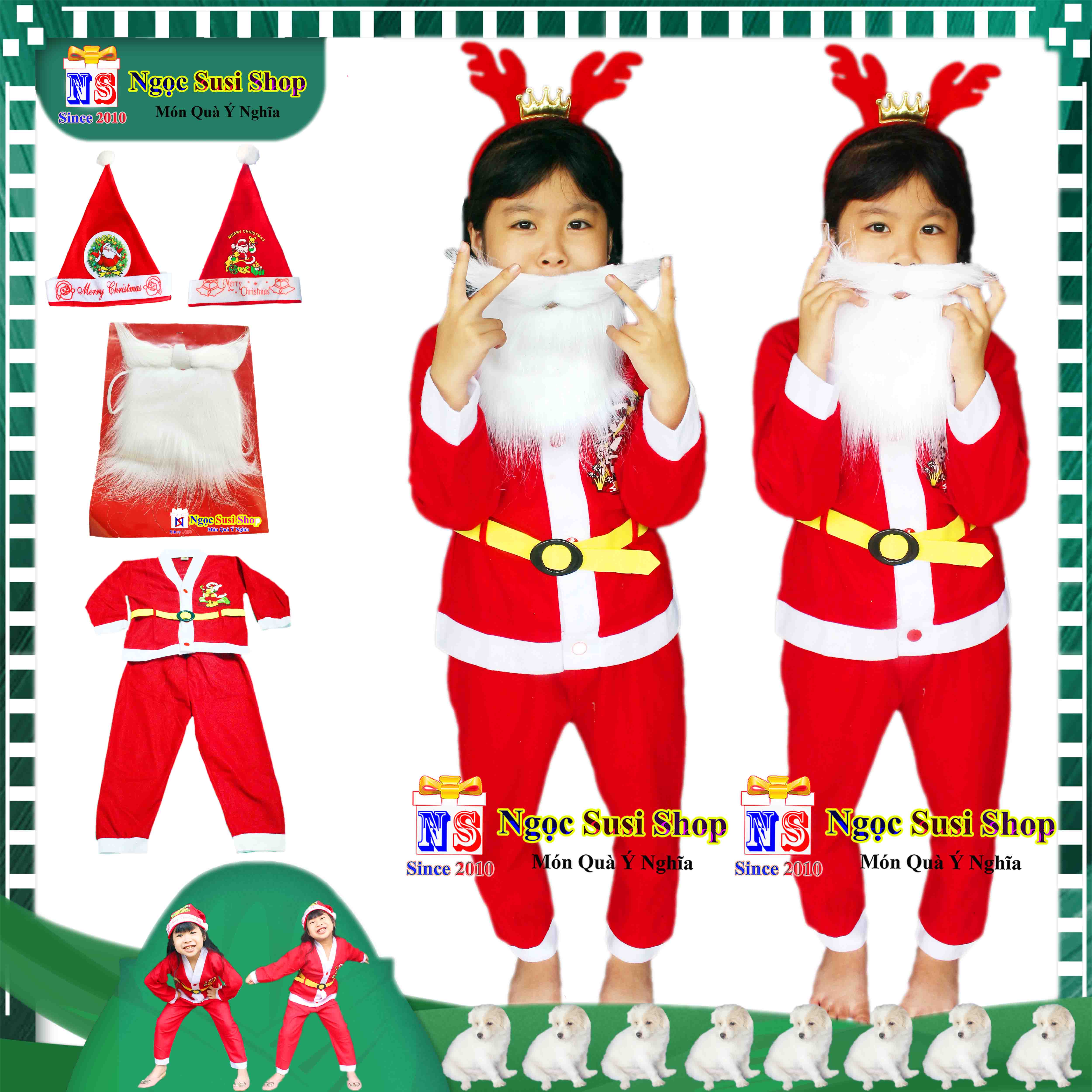 BỘ ĐỒ NOEL CHO BÉ QUẦN ÁO ÔNG GIÀ NOEL CHẤT VẢI NỈ TỪ 1 - 10 TUỔI - TRANG PHỤC NOEL GIÁNG SINH