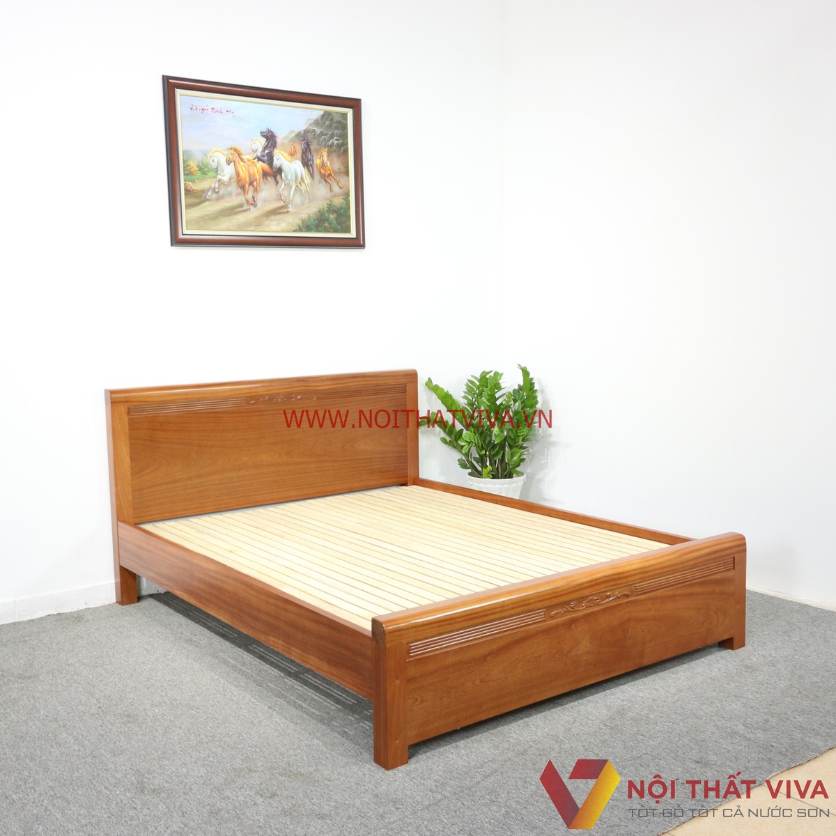 Giường Ngủ Gỗ Xoan Đào Tự Nhiên Bền Đẹp Sang Trọng