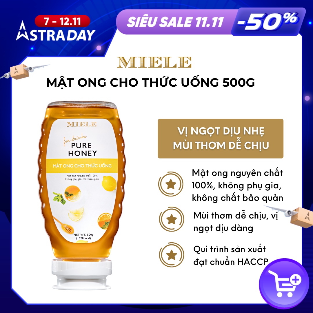 Mật ong cho thức uống Miele 500g - chai chống rỉ No mess siêu tiện lợi