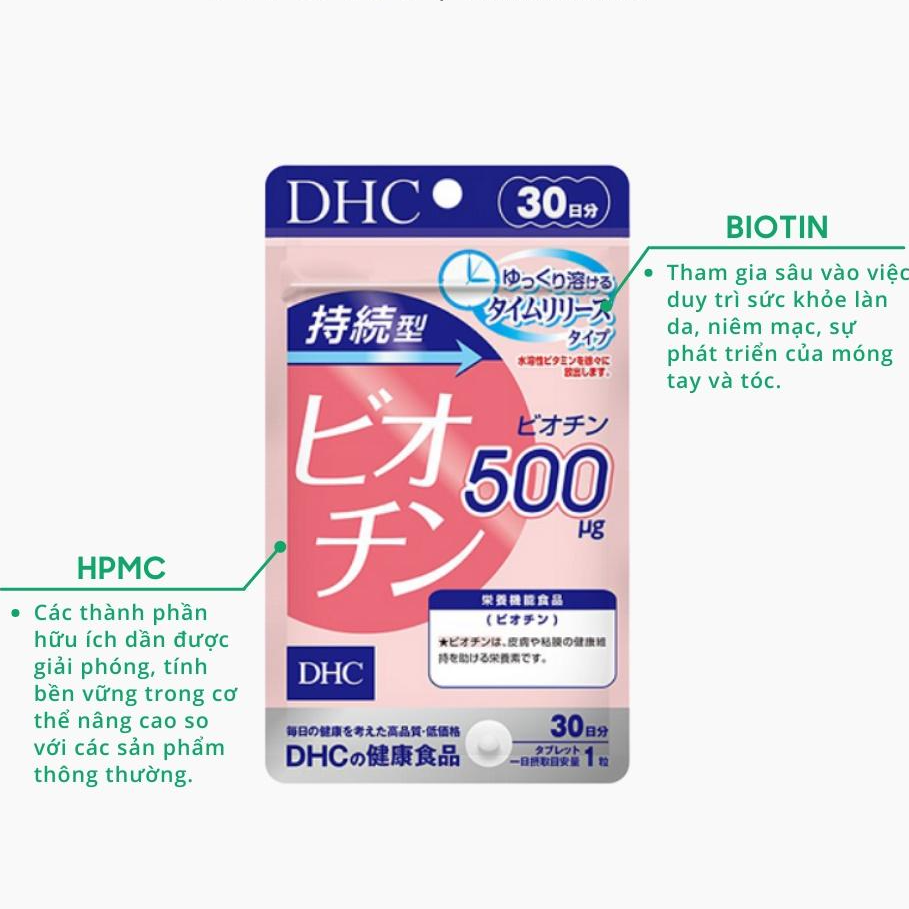 Viên uống DHC Biotin Nhật Bản ngăn rụng tóc và kích thích mọc tóc gói 30 ngày