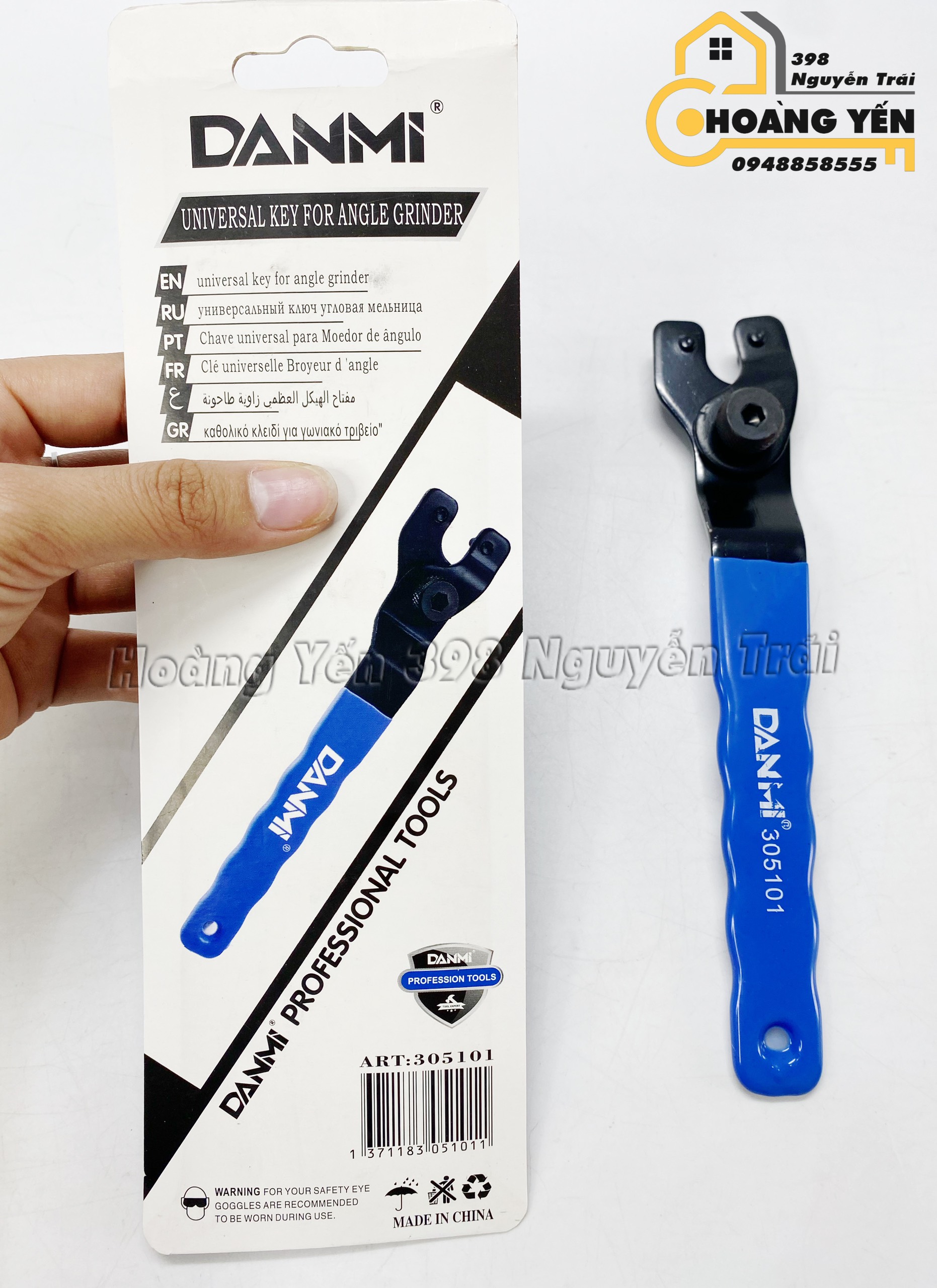 Dụng cụ mở máy mài, cơ lê đa năng DANMI 305101 Tay mở máy mài đa năng, Cờ Lê Mở Máy Cắt, Máy Mài - Tháo Lắp Ốc Hãm Đĩa Cắt Có Điều Chỉnh