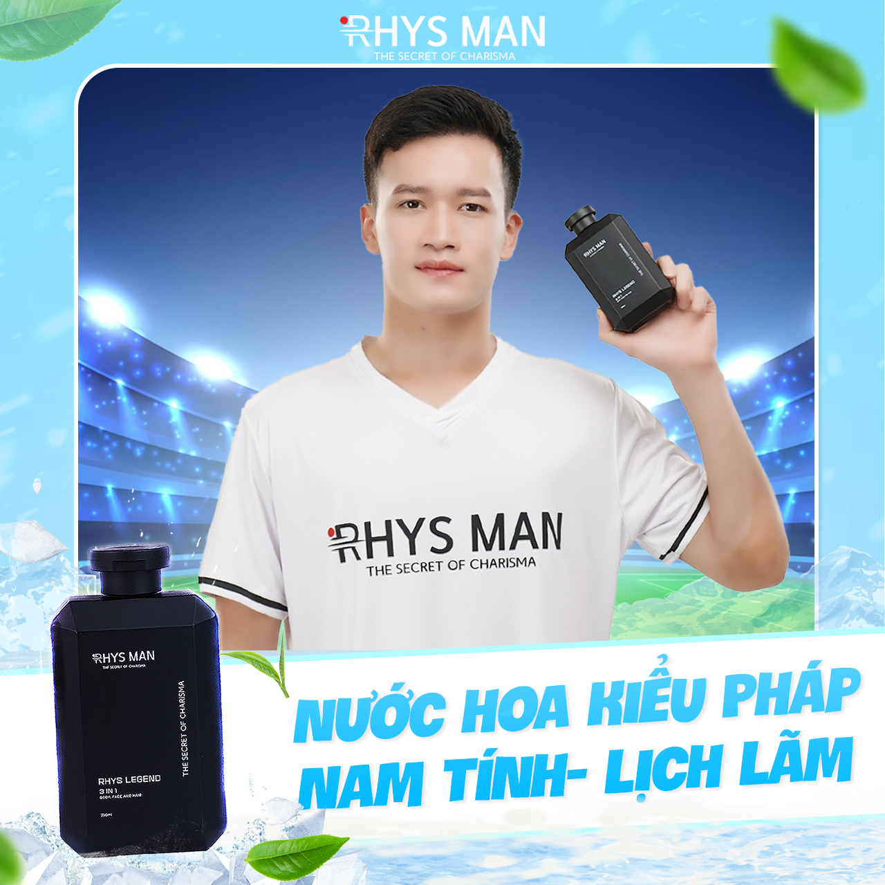 Combo sữa tắm gội nam 3 in 1 Legend 350ml &amp; Dung dịch vệ sinh nam hương bạc hà 120ml RHYS Ultimate - Hàng chính hãng