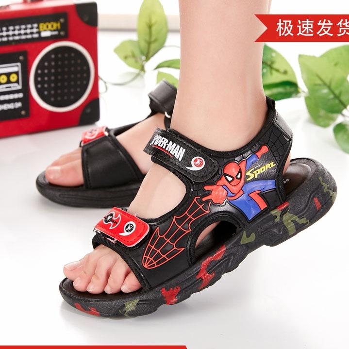 Sandal cho bé trai, giày đi học cho bé sandal siêu nhân nhện Spider man đẹp thời trang quai dán cho bé đi học