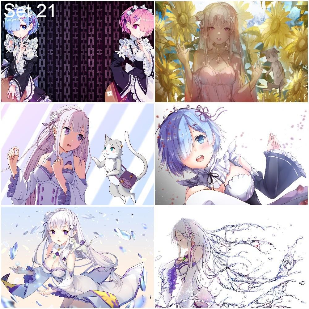 Bộ 6 Poster anime Re:Zero − Bắt đầu lại ở thế giới khác (3) (bóc dán) - A3,A4,A5