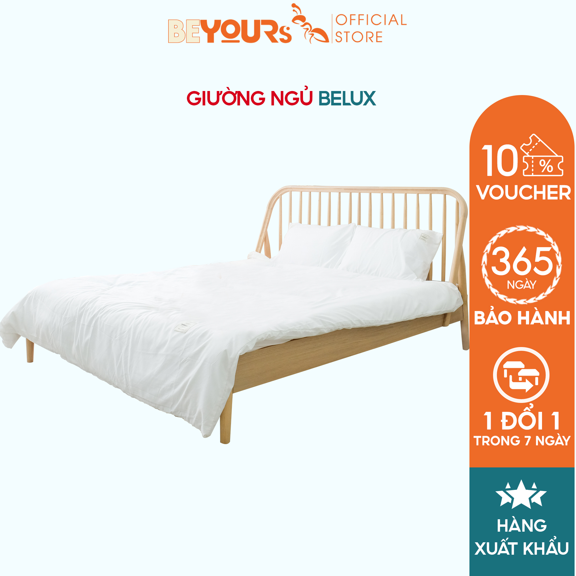 Giường Ngủ Belux Bed Gỗ Tự Nhiên Nội Thất Kiểu Hàn BEYOURs