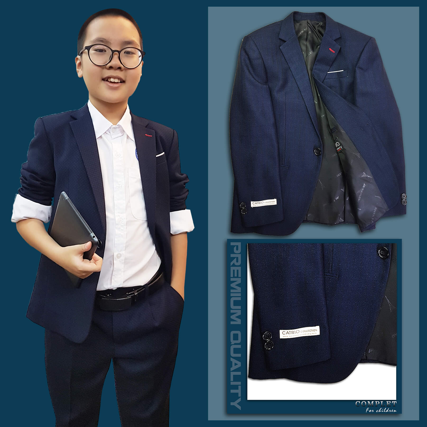 BỘ VEST BÉ TRAI CATRIO ACT684 CHO TRẺ EM TỪ 7 TUỔI ĐẾN 11 TUỔI  THUỘC BST THỜI TRANG TRẺ EM COMPLET VESTON CATRIO 2021