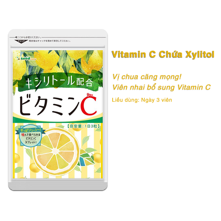 Viên Uống Vitamin C Và Xylitol Hỗ Trợ Tăng Cường Đề Kháng Seedcoms Nhật Bản