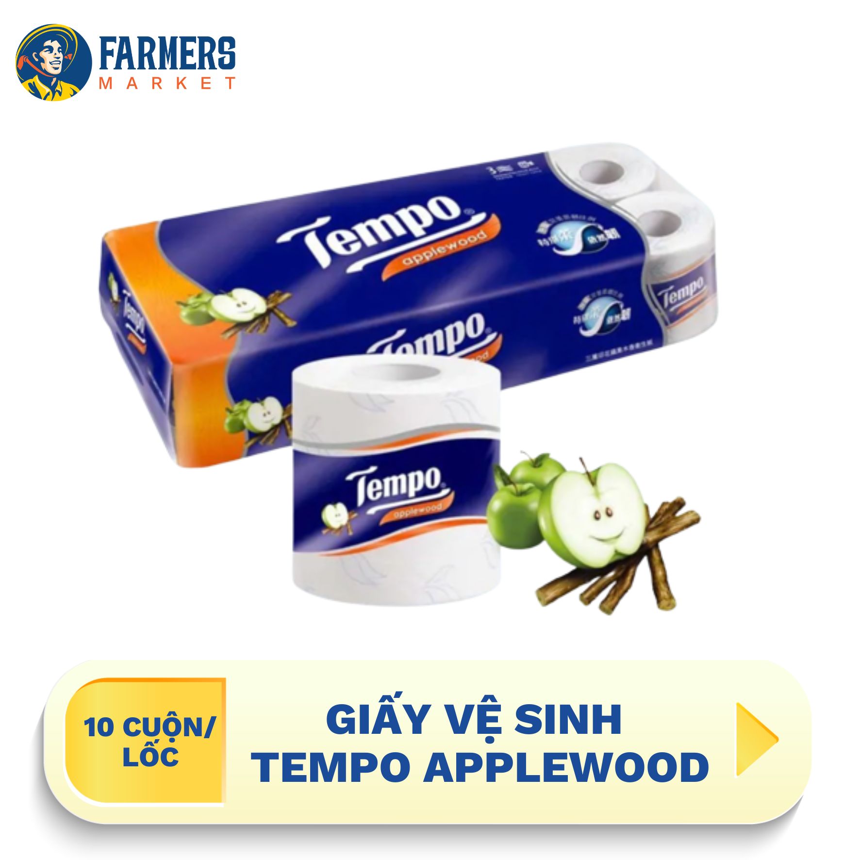 [Giao hàng toàn quốc] Giấy vệ sinh Tempo Applewood (10 Cuộn/Lốc)