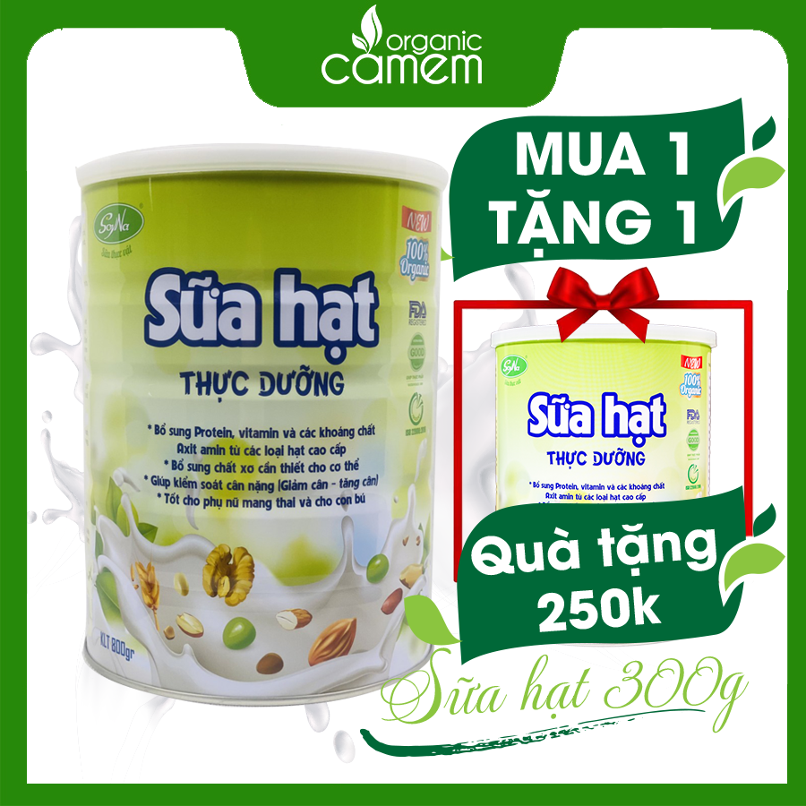 Sữa Hạt Thực Dưỡng Soyna - Sữa Soyna Từ 10 Loại Hạt - Bổ Sung Canxi - Protein Cho Người Ăn Chay, Người Bị Tái Tháo Đường, Cho Mẹ Bầu, Cho Trẻ Nhỏ Từ 3 Tuổi. Sữa Canxi Thực Vật Dễ Tiêu Hóa, Dễ Hấp Thụ - 800G