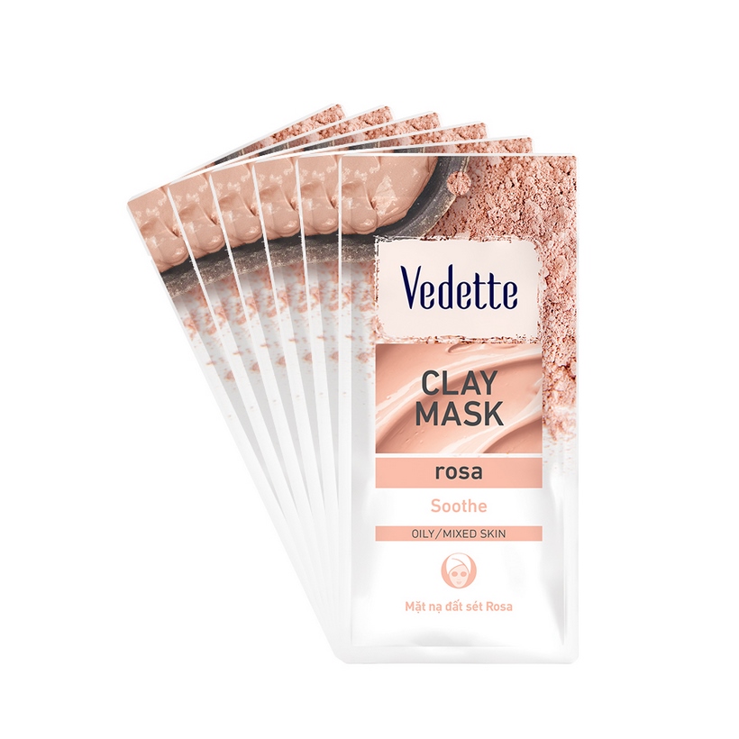 Combo 6 Mặt Nạ Đất Sét Sạch Sâu Dịu Nhẹ Rosa Vedette Clay Facial Mask - Set Mud Mask Rosa 12gx6 (Chăm sóc da mặt)