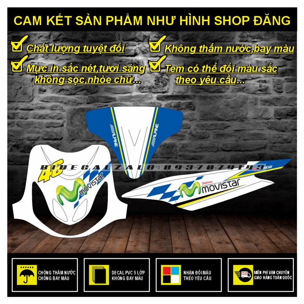 TEM RỜI MIO NHỎ ĐỜI ĐẦU MẪU MOVISTAR TRẤNG XANH - BI DECAL