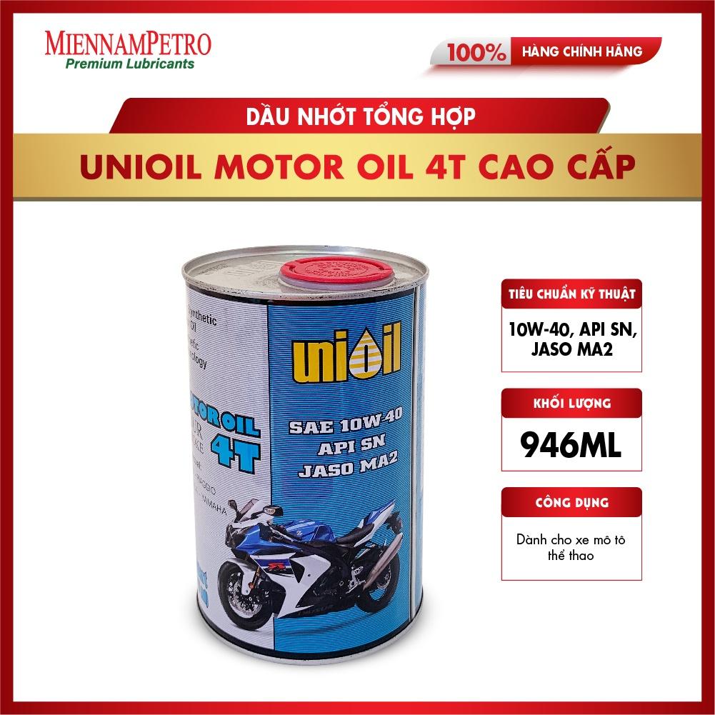 Dầu Nhớt Tổng Hợp MiennamPetro Unioil Motor Oil 4T 10W-40 API SN JASO MA2 946ml Cao Cấp Dành Cho Xe Mô Tô Thể Thao