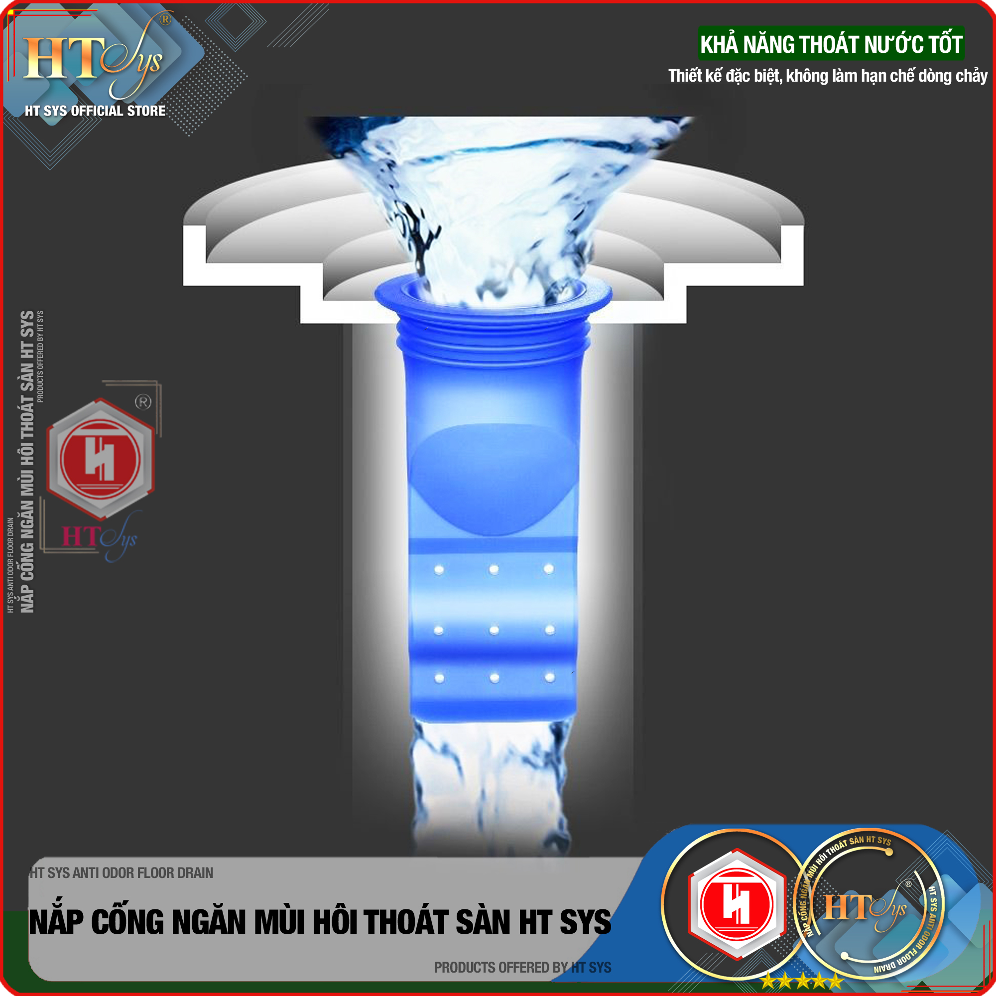 Combo 3 Dụng cụ bịt nắp cống silicon HT SYS - Ngăn mùi thoát sàn - Ngăn trào ngược nhà tắm -  Ngăn côn trùng xâm nhập