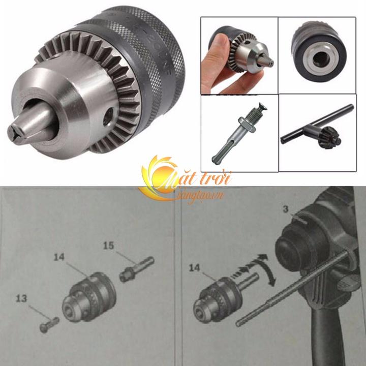 Đầu chuyển đổi đầu máy khoan bê tông thành đầu kẹp mũi khoan gỗ, sắt