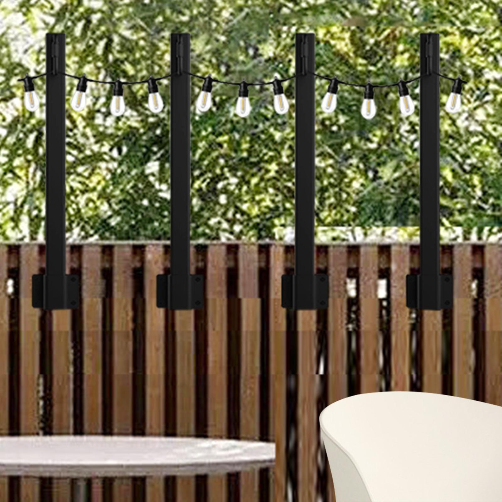 4Pcs Patio Lighting Stand String  Metal Poles for Wedding Garden