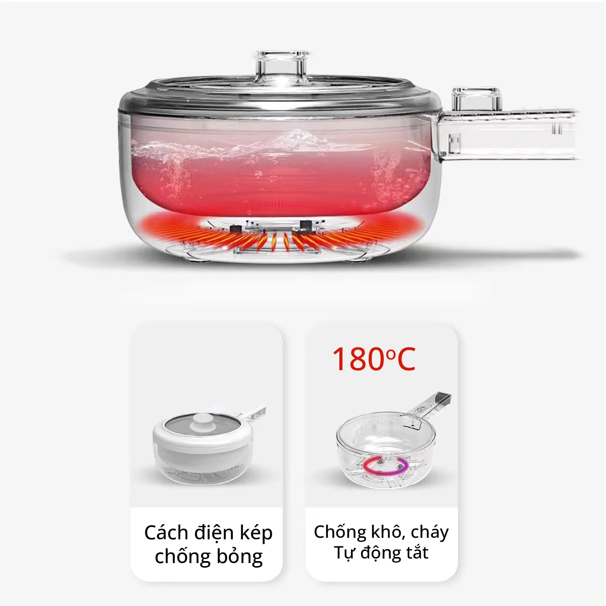 Nồi Nấu Đa Năng kèm xửng hấp Mishio MK271new 1,5L 600W- Hàng chính hãng