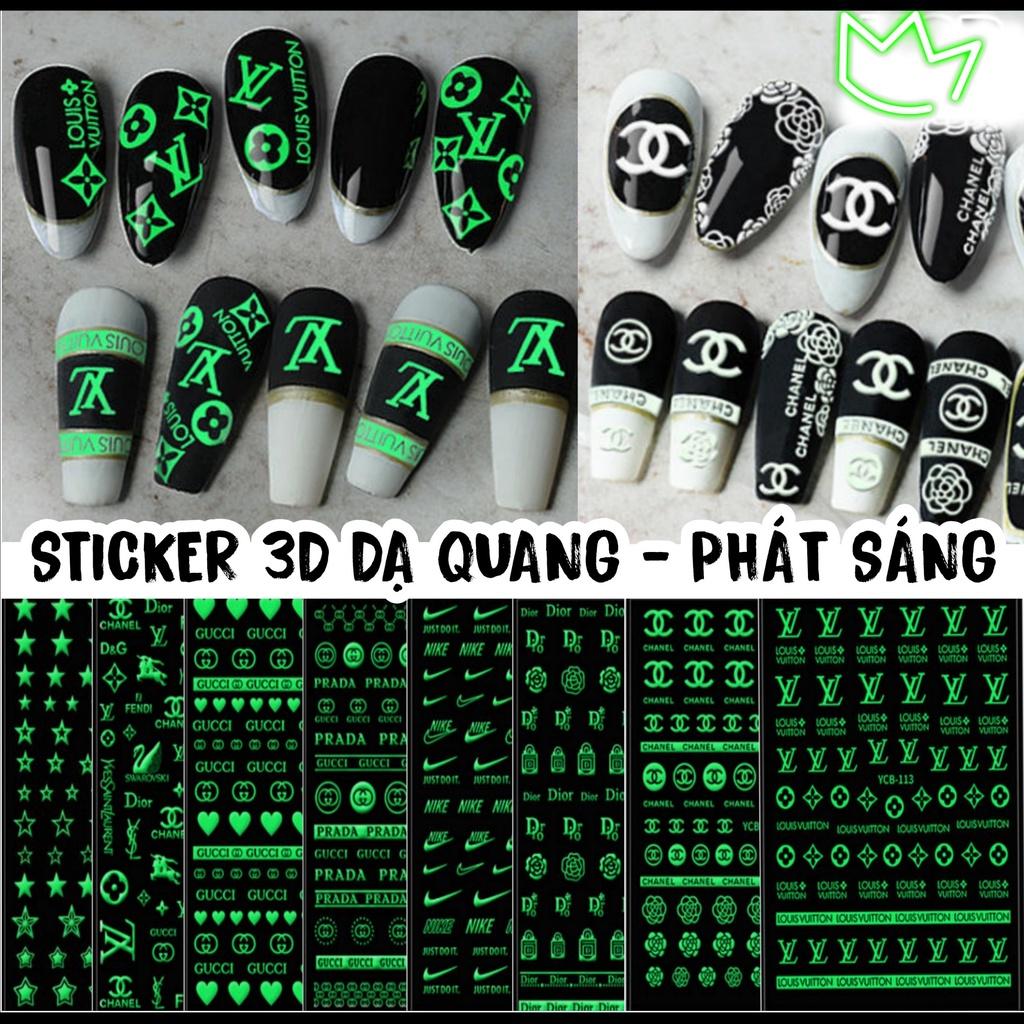 Sticker 3D Thương Hiệu | Dạ Quang Phát Sáng | Hình Dán Móng Tay