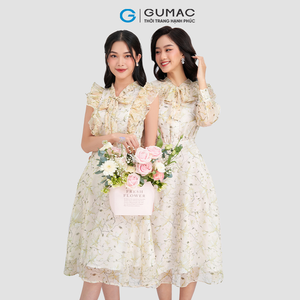 Đầm bâu kiểu bèo nhún GUMAC DD03005