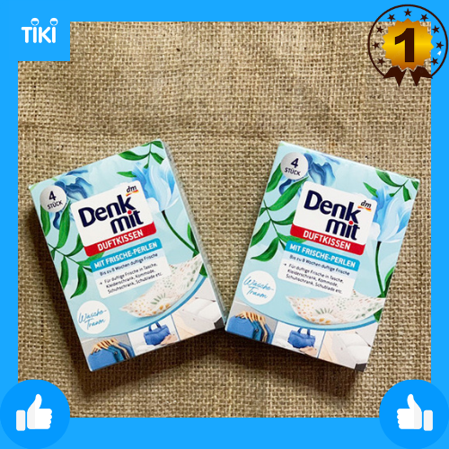 Set 4 gói túi thơm hương thiên nhiên DENKMIT, Textilerfrischer Duftkissen Wäsche-Traum, 4 St, Bỏ trong tủ quần áo tủ giày hay túi xách thơm đến 8 tuần trở lên