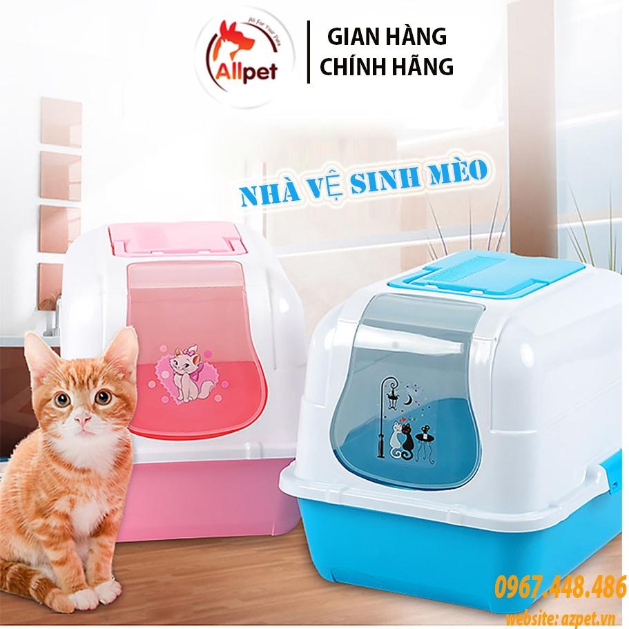 Nhà vệ sinh cho mèo, nhà vệ sinh mèo có cửa ngăn mùi, chống văng cát, nắp thùng có thông hơi.