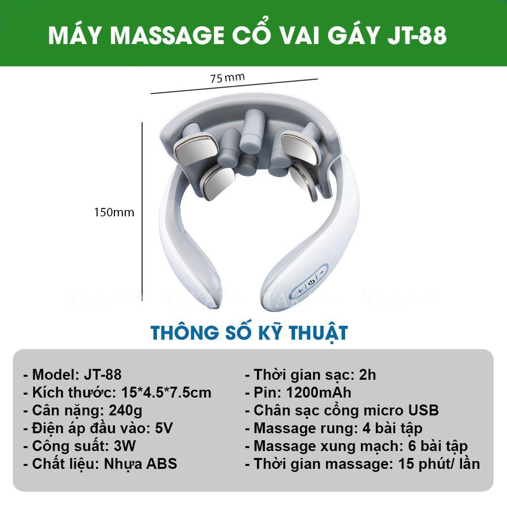 Máy Massage Cổ Vai Gáy, Mát Xa Xung Điện Cùng 5 Đầu Rung Takara Trị Liệu Nhức Mỏi JT88 BH 12 Tháng