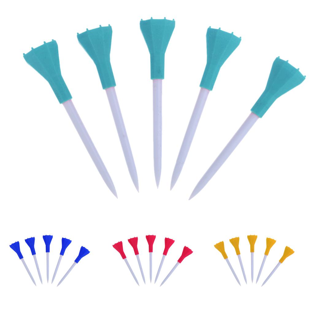 5 Pieces 80mm Plastic Golf Tees with Rubber Cushion Top Golf Accessories
