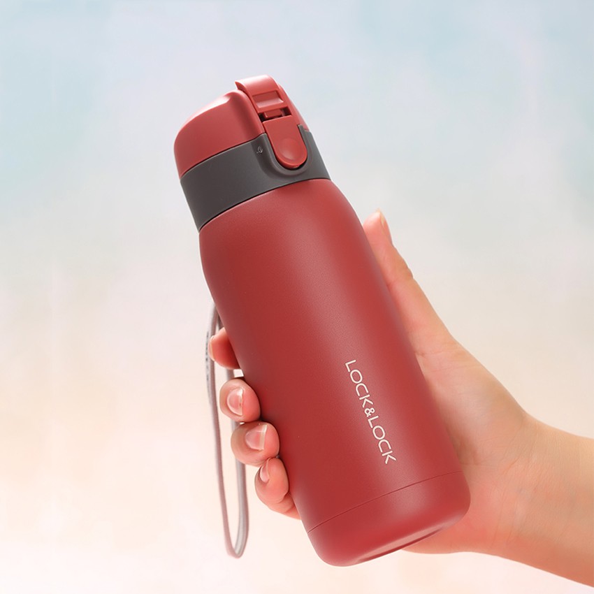 Bình Giữ Nhiệt Lock&Lock Chubby Tumbler LHC3233 370ml - Hàng Chính Hãng, Có Dây Treo, Chất Liệu Thép Không Gỉ, Mở Nắp Bằng 1 Tay