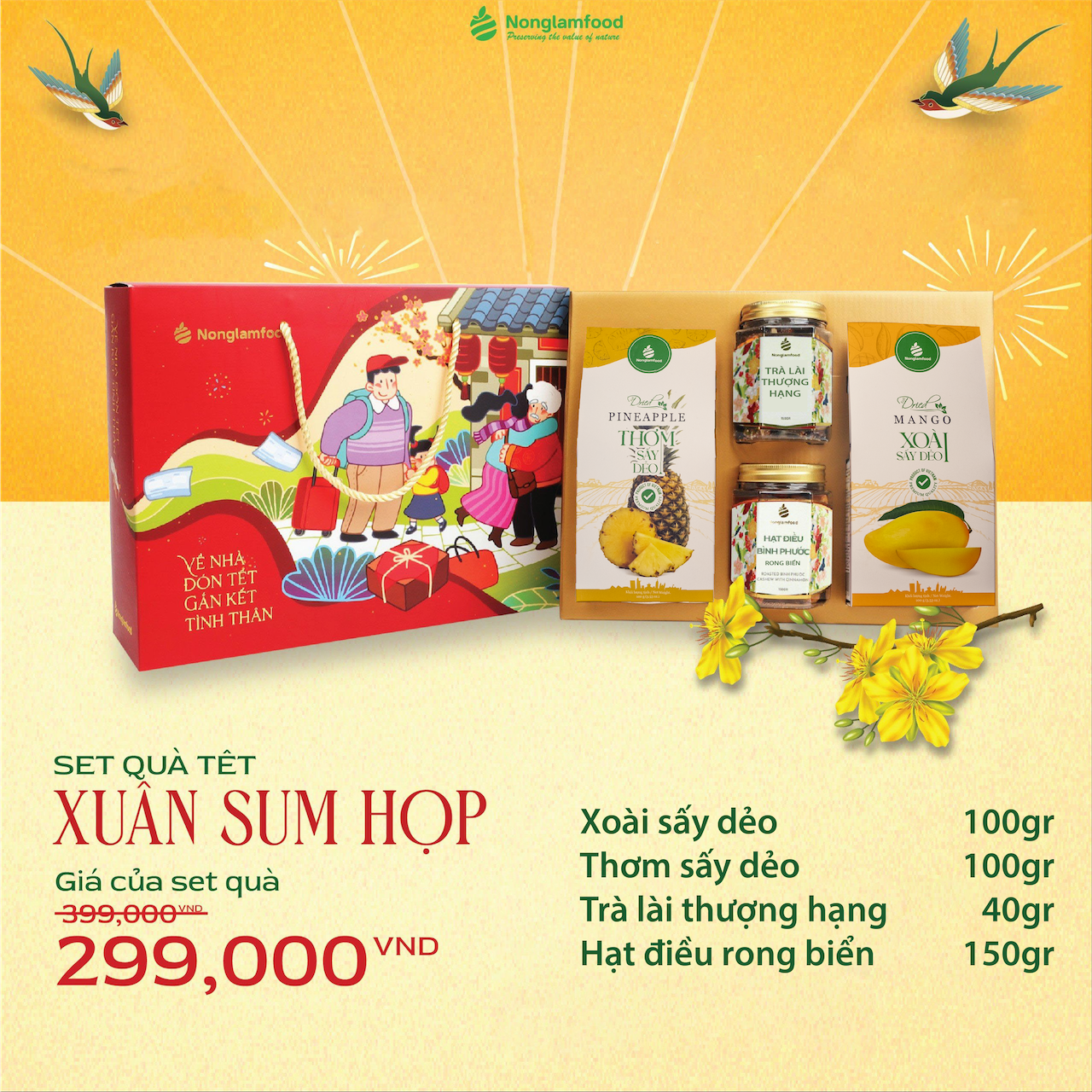 [BỘ QUÀ TẾT 2025] Set quà Tết Sum Họp Nonglamfood | Hạt mứt tết cao cấp cho người thân, đối tác