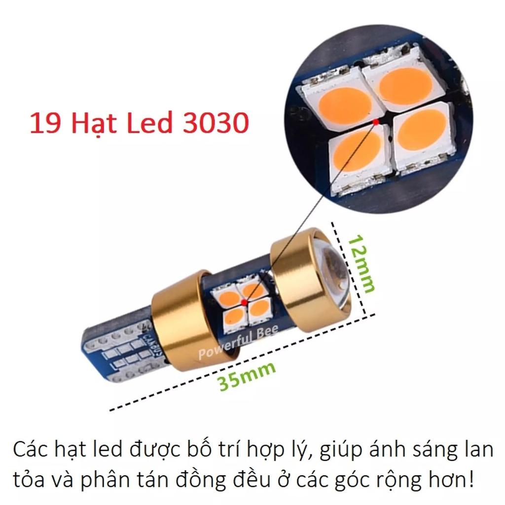 Đèn LED biển số xe T10 W5W chip 3030, 19 mắt Dùng cho đèn xi nhan, đèn định vị, đèn đuôi xe, đèn biển số