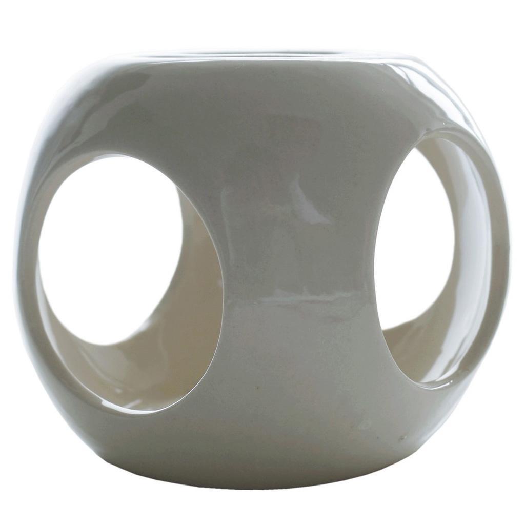 Round Base Ceramic Candle Holder Hollow Design Incense Burner Holder 9.5cm